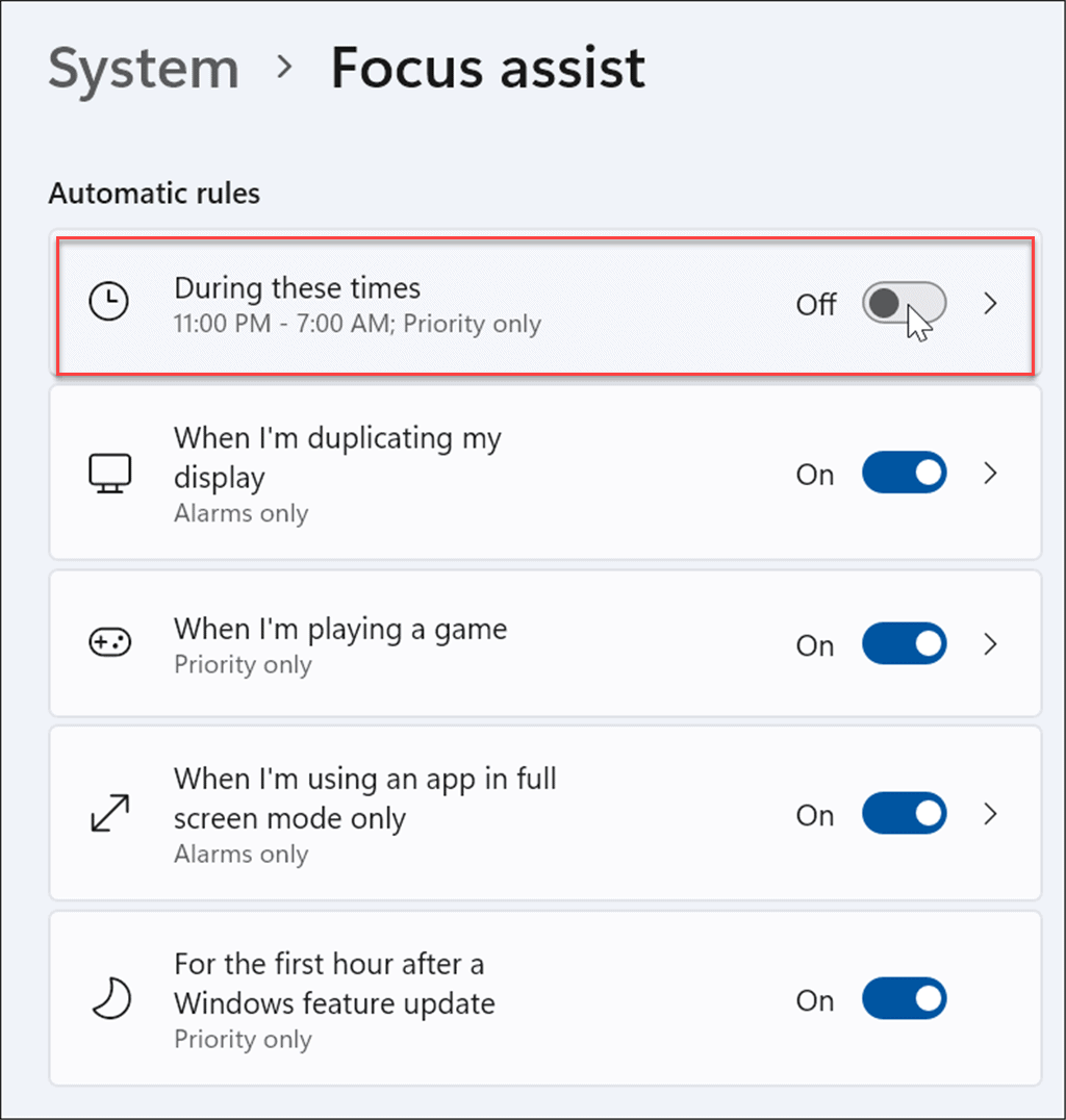Windows 11用及设置焦点辅助Focus Assist的办法